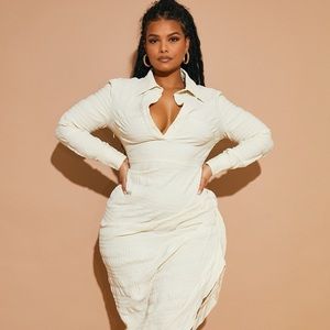 PrettyLittleThing Plus Size Ruched Side Midi Shirt Dress